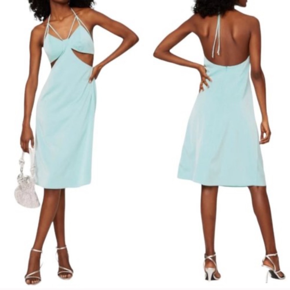 Samantha Sipos Butterfly Halter Neck Slip Dress Mint Pastel Green Size Small